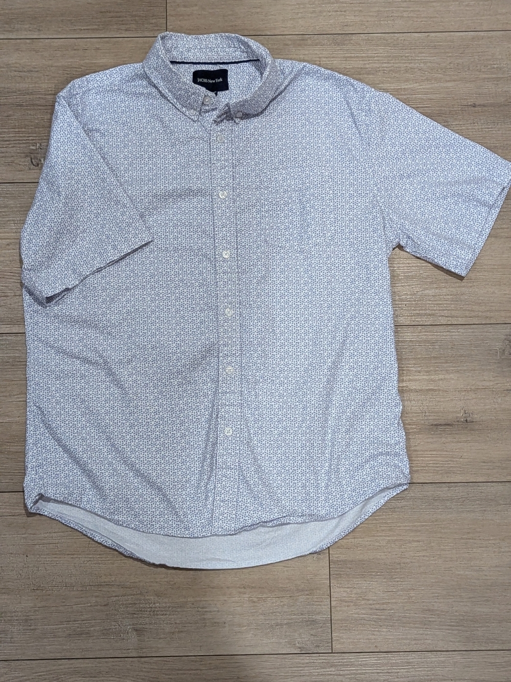 JACHS New York Men’s Short Sleeve Microprint Button-Up – Large